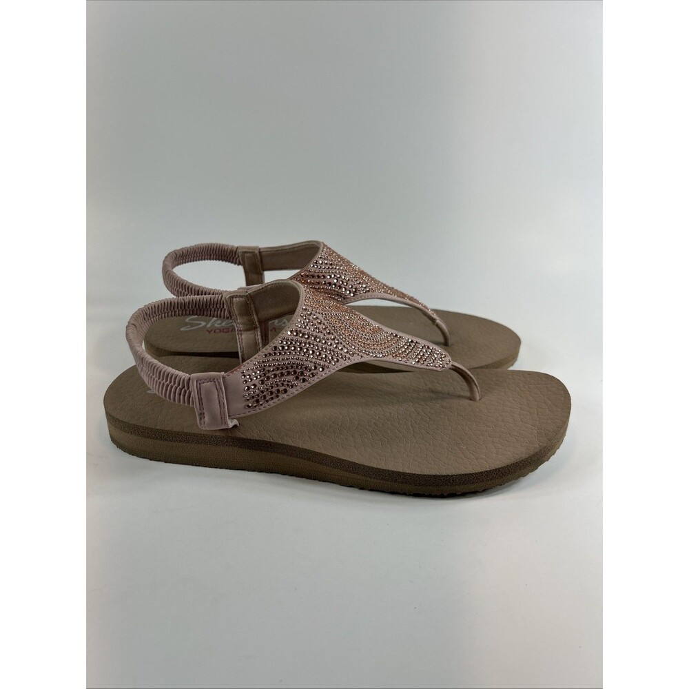 Skechers Rhinestone Women’s Thong Sandals Size 11 Pink Blush Yoga Foam Comfort
